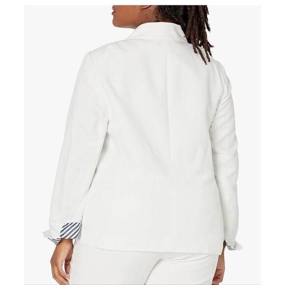 Nine West Women’s Notch Collar Linen Jacket with Cuff - Picture 2 of 8